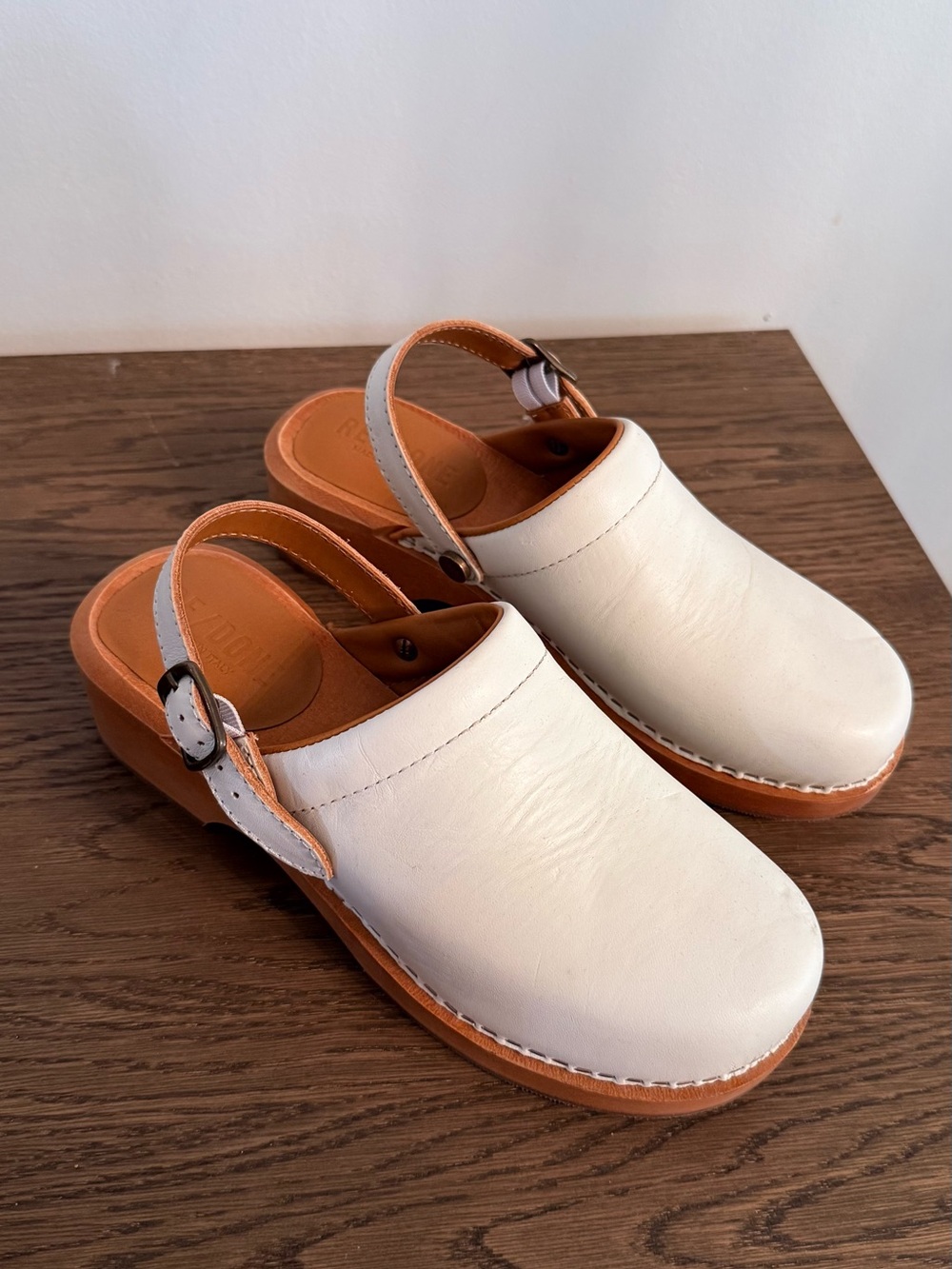 RE/DONE White Leather Slingback Clogs size 36